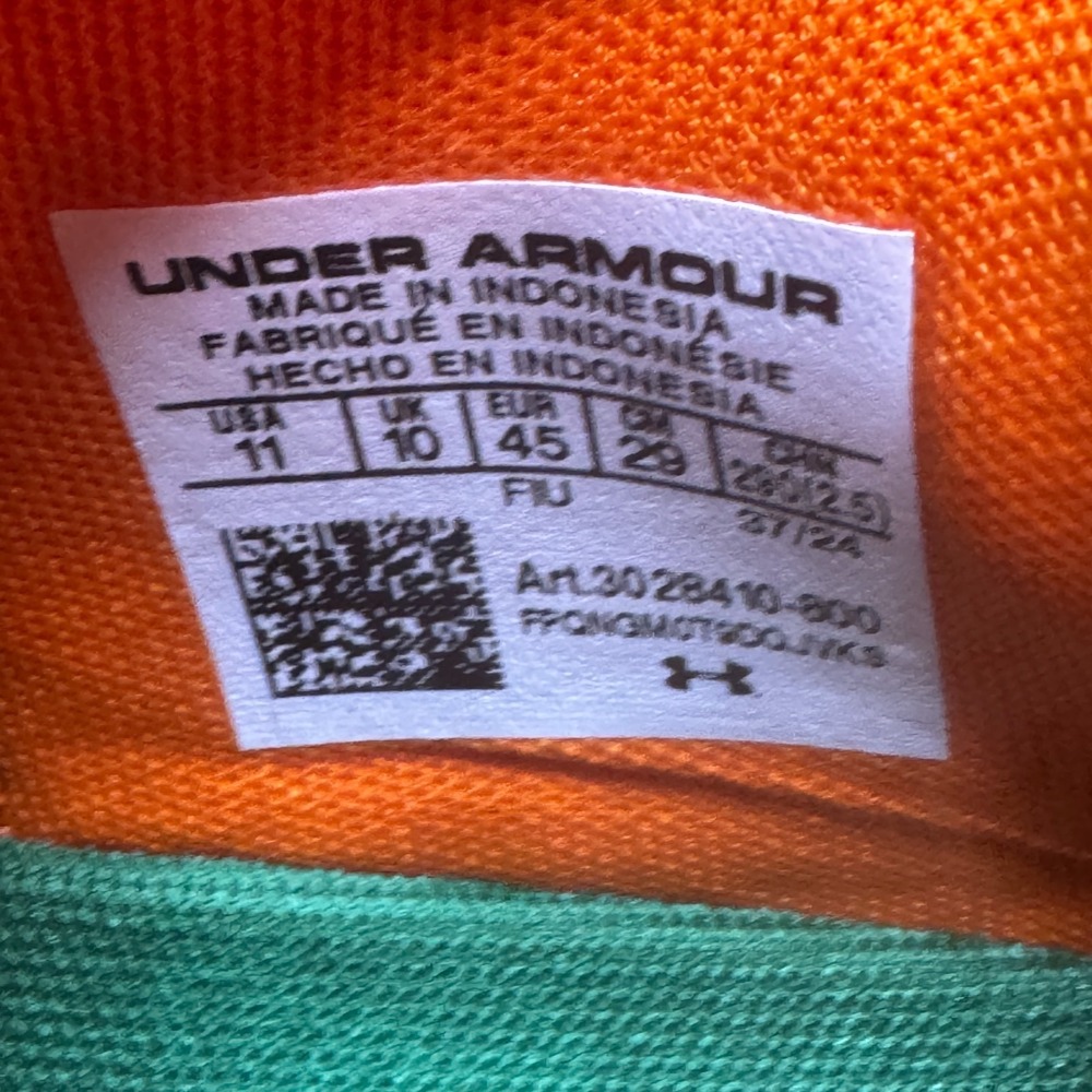 Under Armour Harper Pro TPU Mens Size 11 Baseball Cleats 'Juice Pack' Orange - Picture 8 of 9